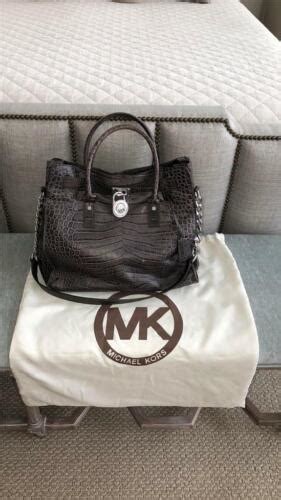 michael kors large hamilton grey/charcoal animal embossed leather tote